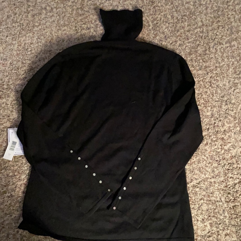 New Baruffa Black Merino wool turtleneck sweater